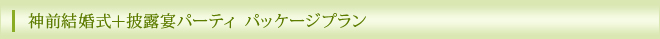 神前結婚式＋披露宴パーティ パッケージプラン